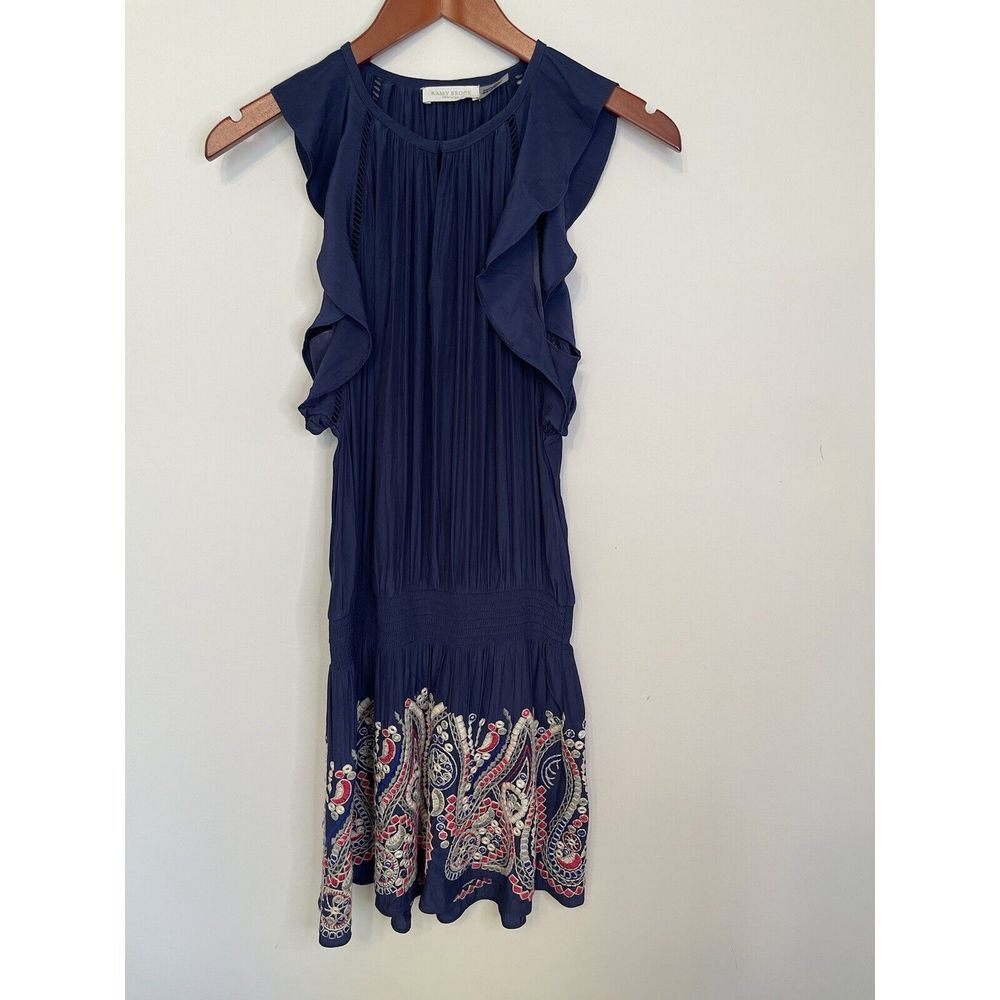 Ramy Brook Navy Blue Paisley Mini Dress